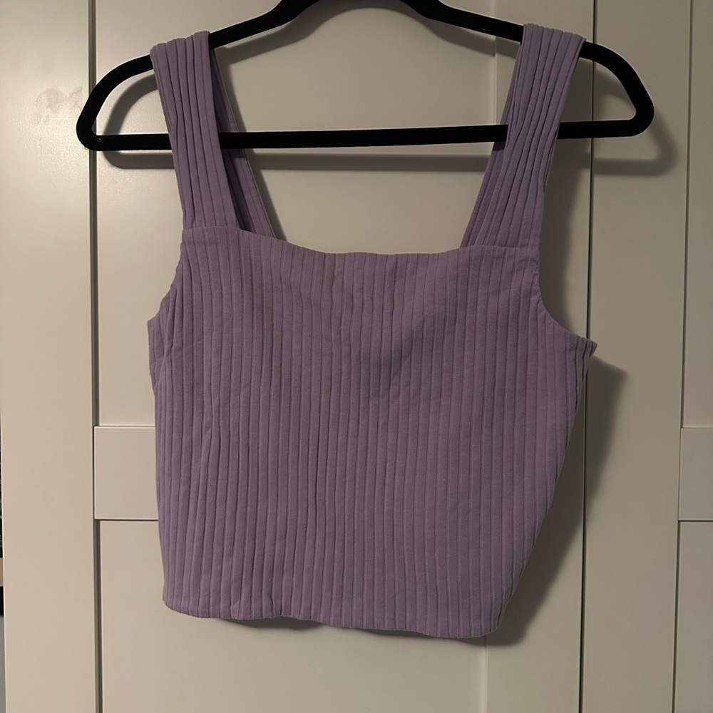 American Eagle Outfitters Lavender Ribbed Crop Top